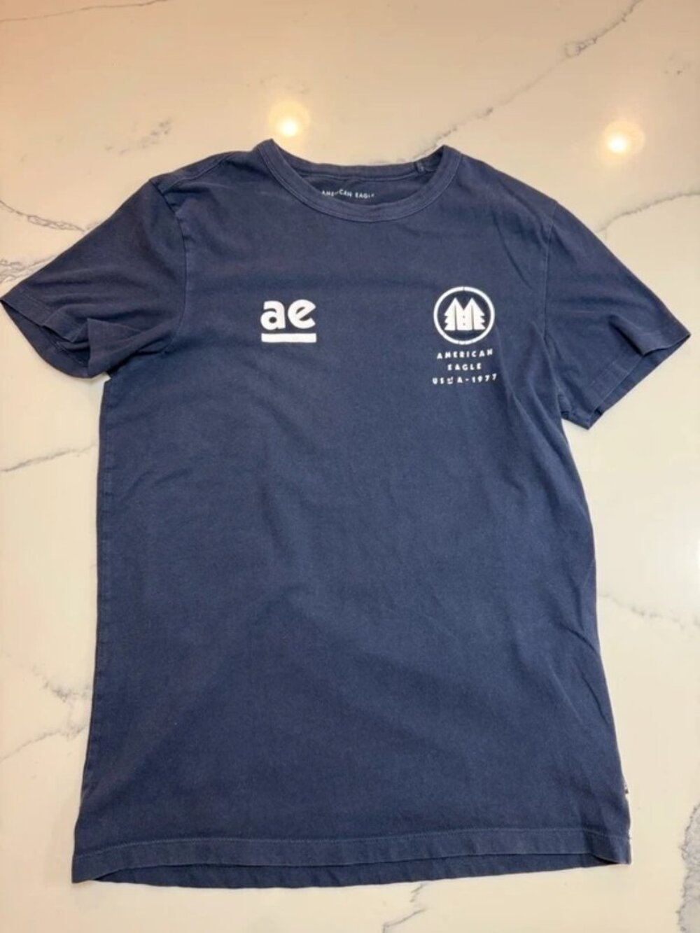 American Eagle Navy Blue Logo T-Shirt XS